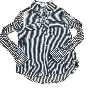 By Together Long Sleeve Button Down Blouse Size Small Rayon Stripe Lightweight